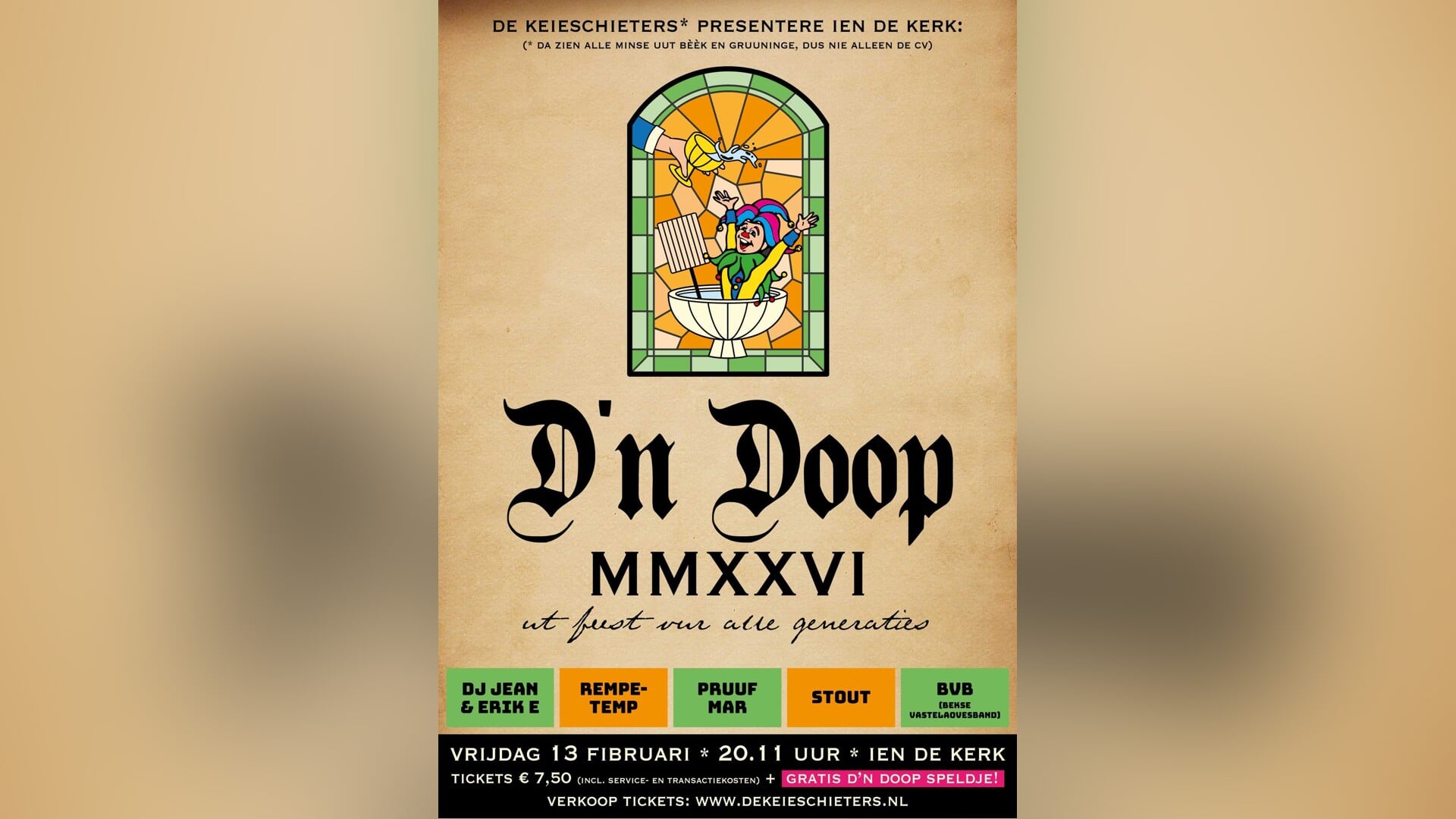Ticketverkoop D’n Doop 2026 start op 11-11 om 11.11 uur