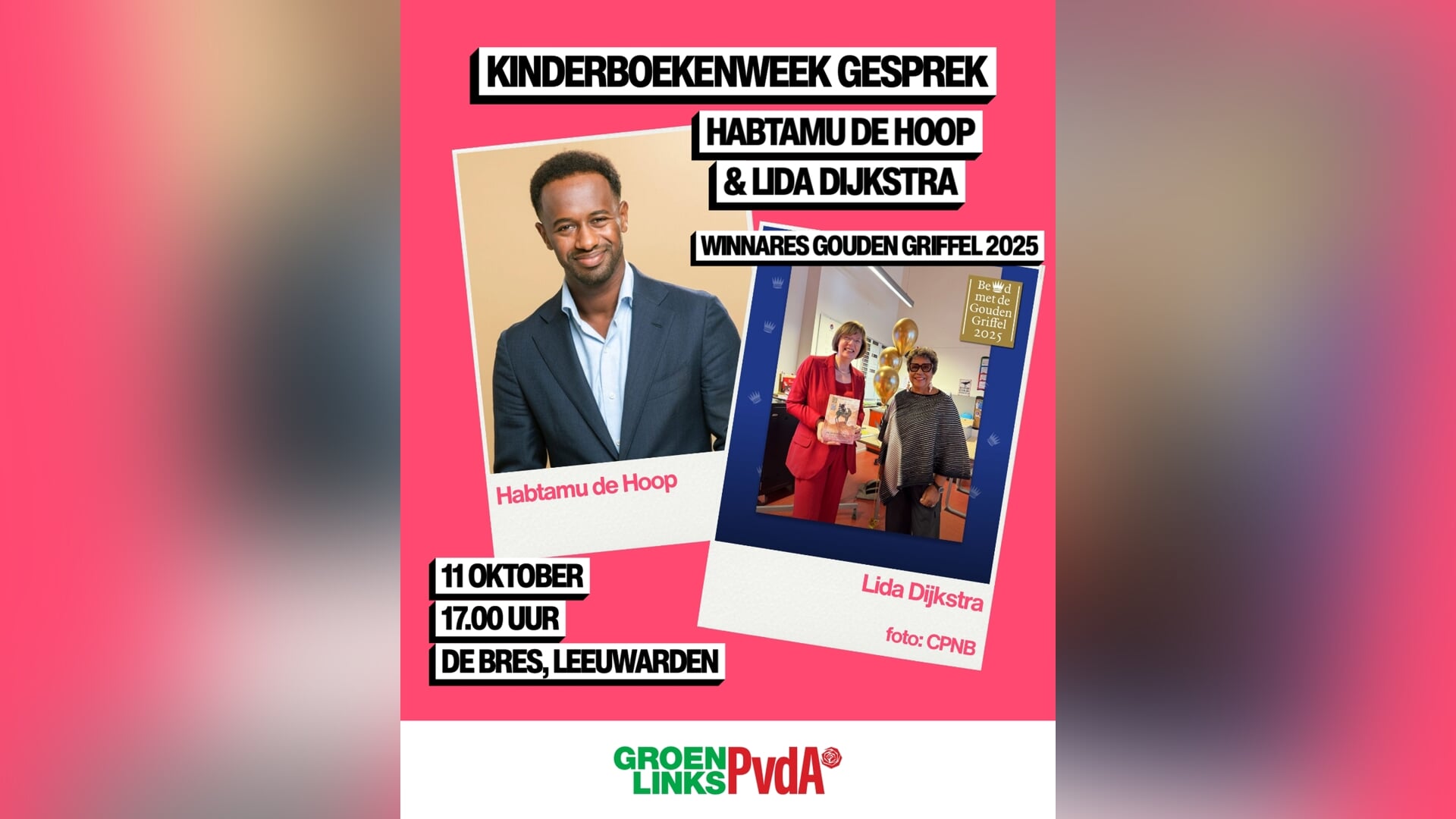 Habtamu de Hoop en Lida Dijkstra in gesprek tijdens Kinderboekenweek