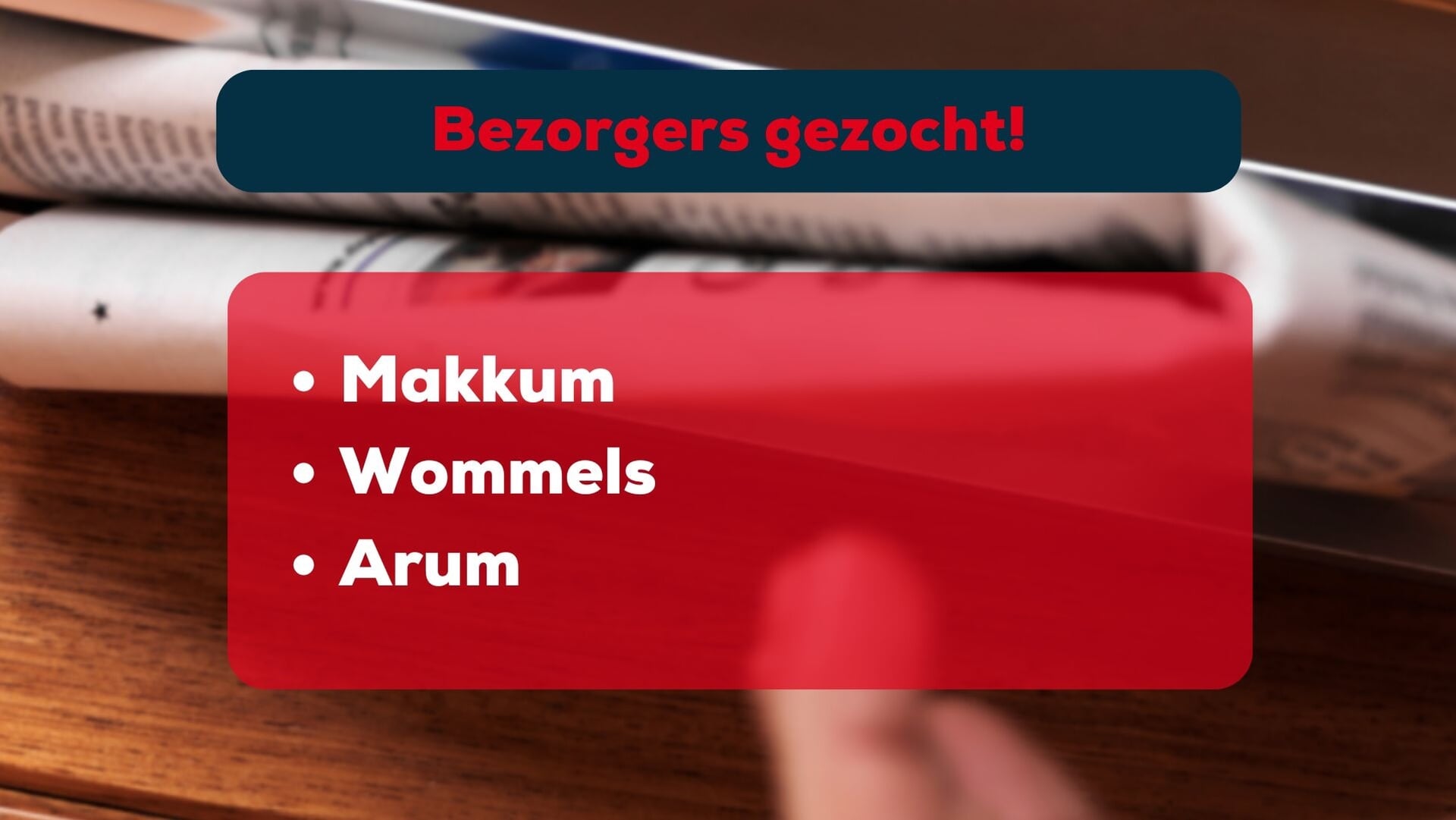 Bezorgers gezocht in Makkum, Wommels en Arum