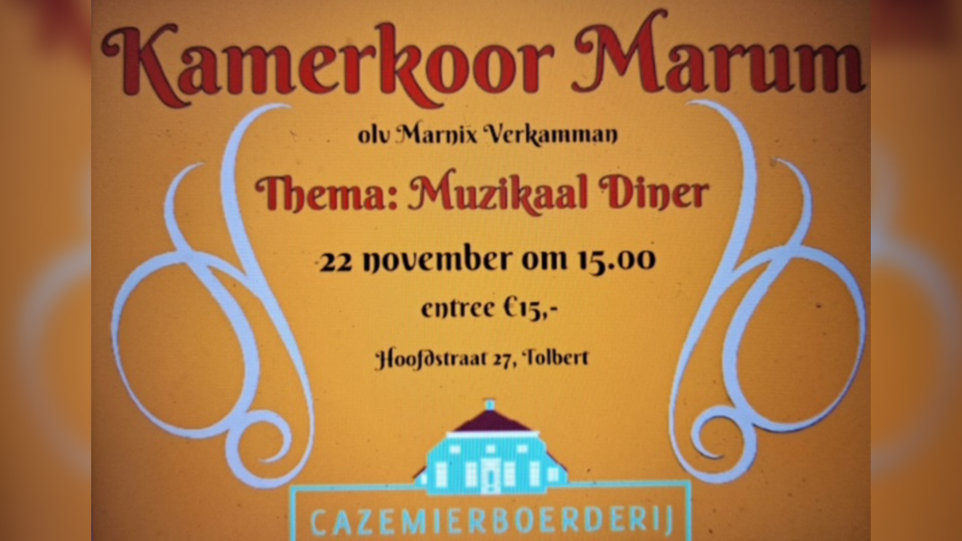 Kamerkoor Marum geeft ‘Muzikaal Diner’ in Tolbert