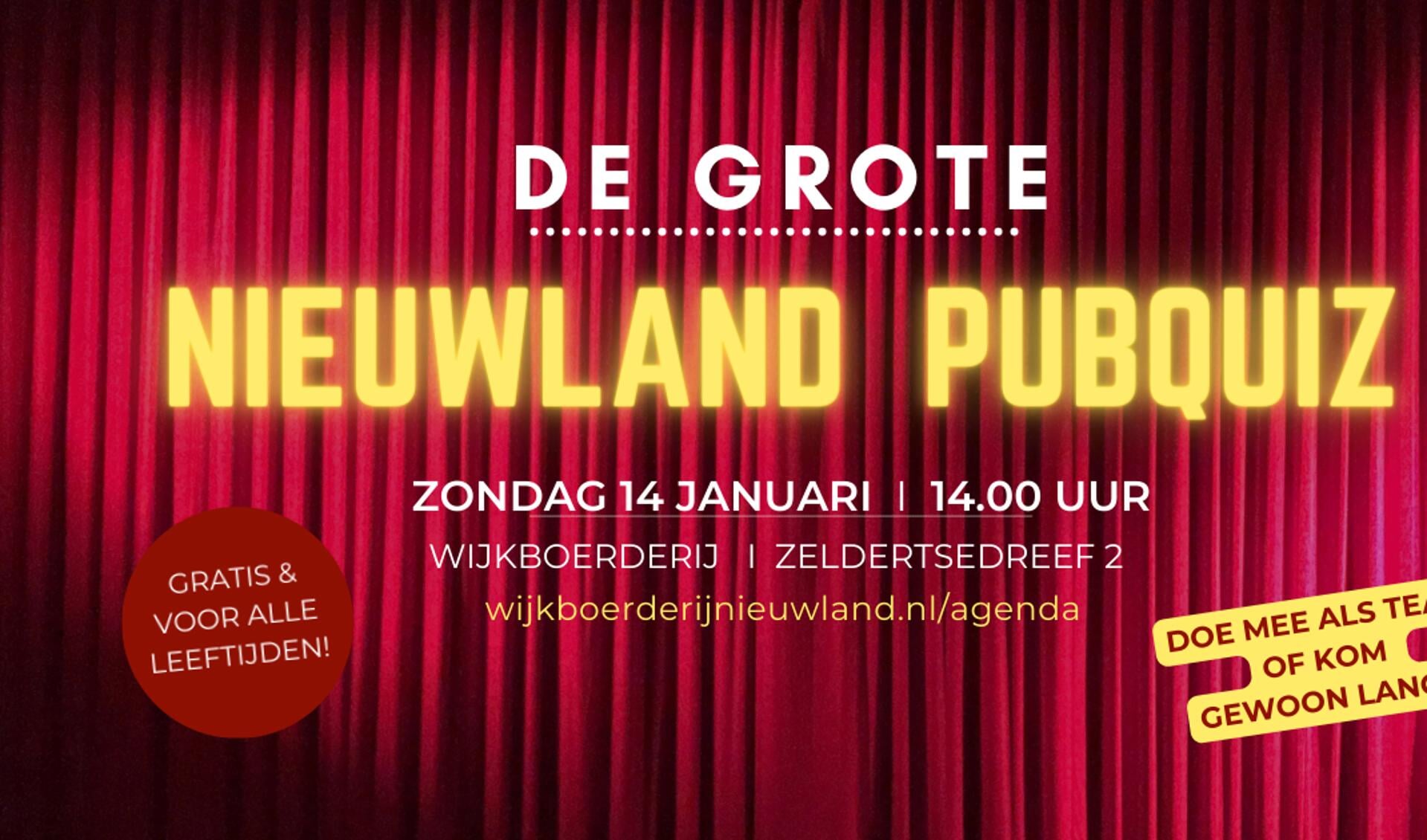 Hoe goed ken jij je eigen wijk? Neem het op tegen je wijkgenoten bij de Grote Nieuwland Pubquiz.