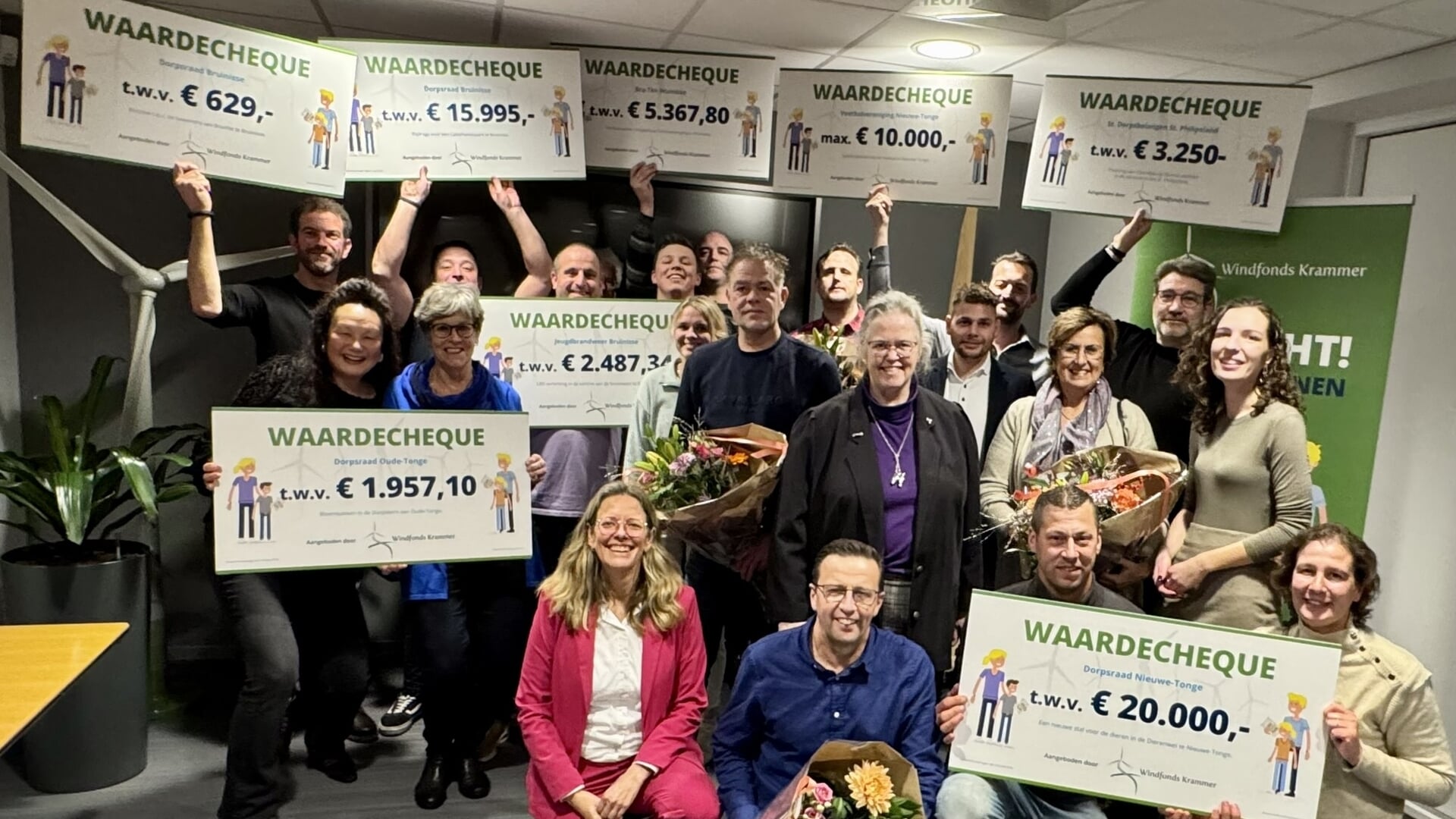Cheques Windfonds Krammer voor vier Bruse partijen
