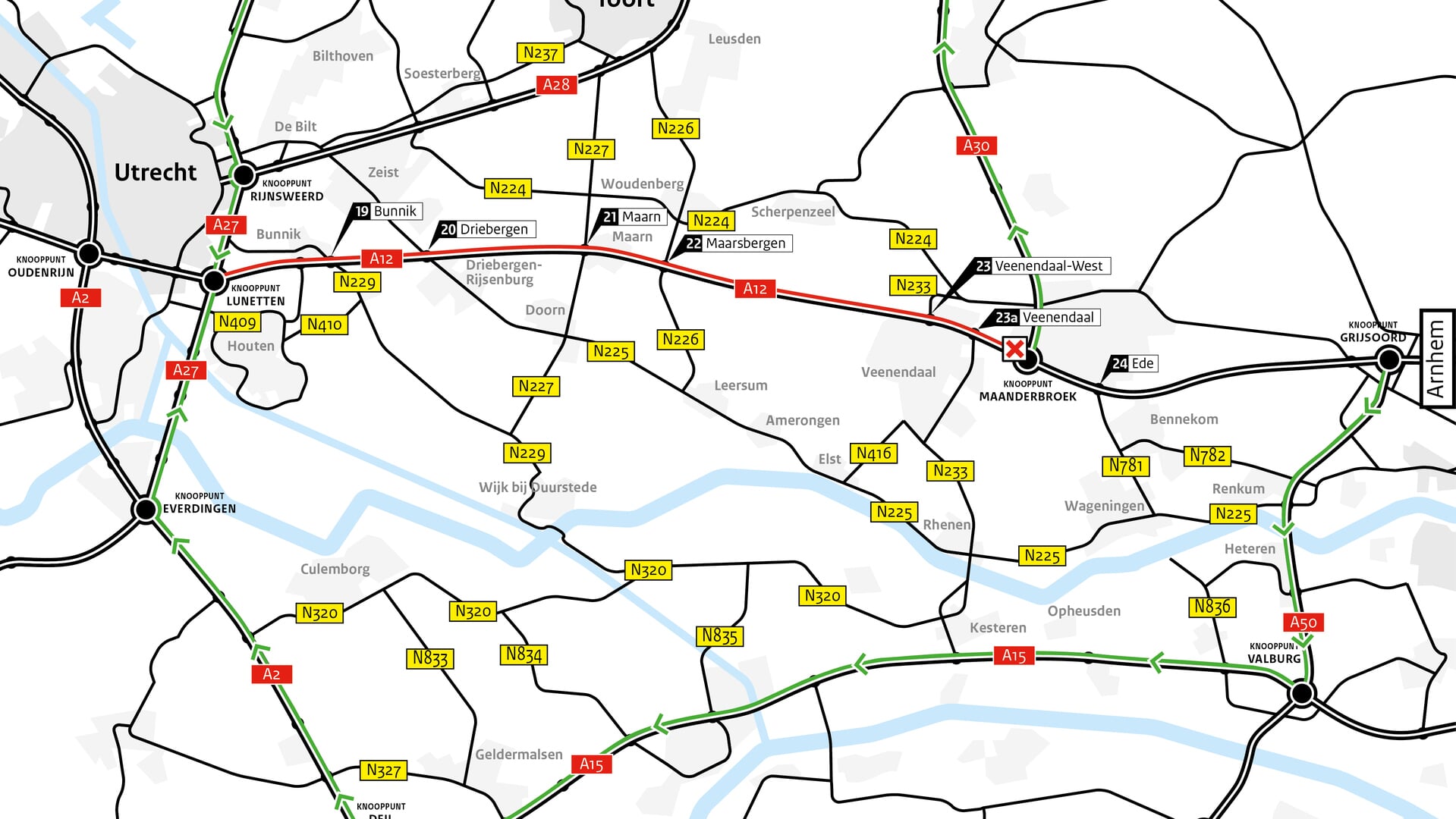 A12 tussen Veenendaal en Utrecht negen dagen afgesloten