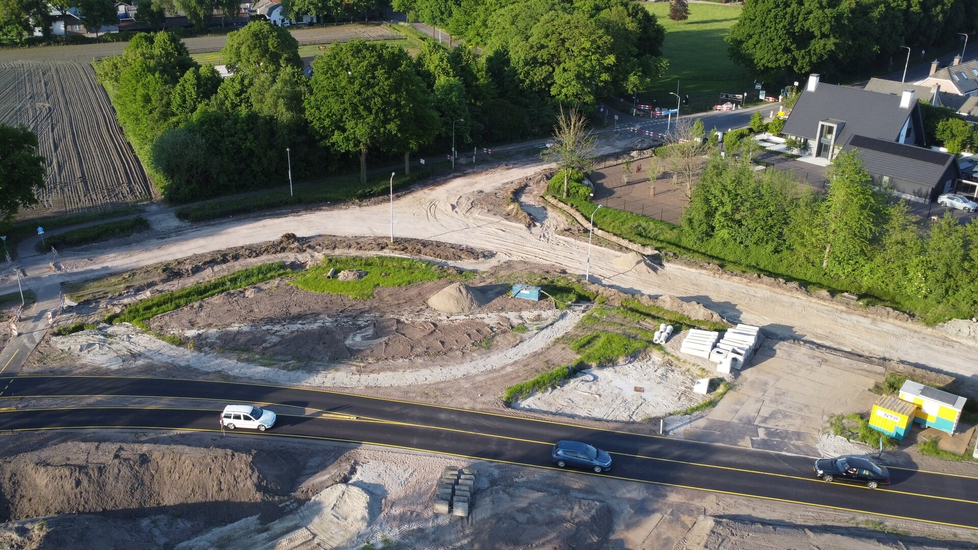 Aanleg rotonde Lunteren gestart, verkeer via bypass langs werkzaamheden