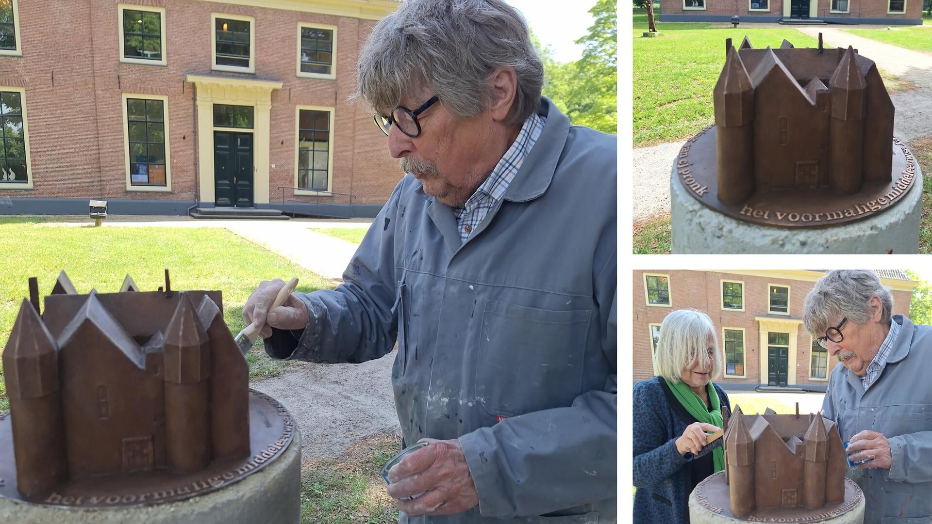 Bronzen reconstructie van ‘kasteel Kernhem’ op huidig landgoed geplaatst