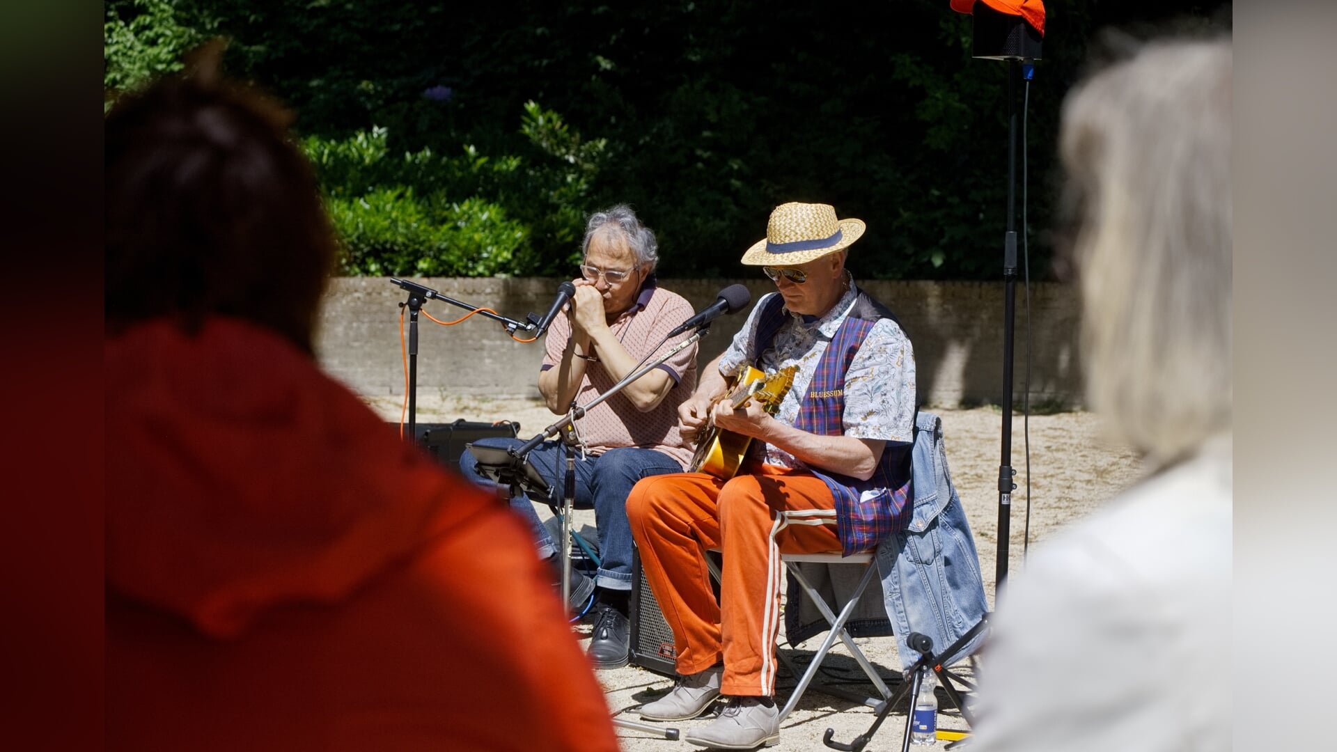 ‘Jan Prins and the Good Old Blues Boys’ zorgen voor een bluesfeest op het Henk Deysplein in Rhenen.