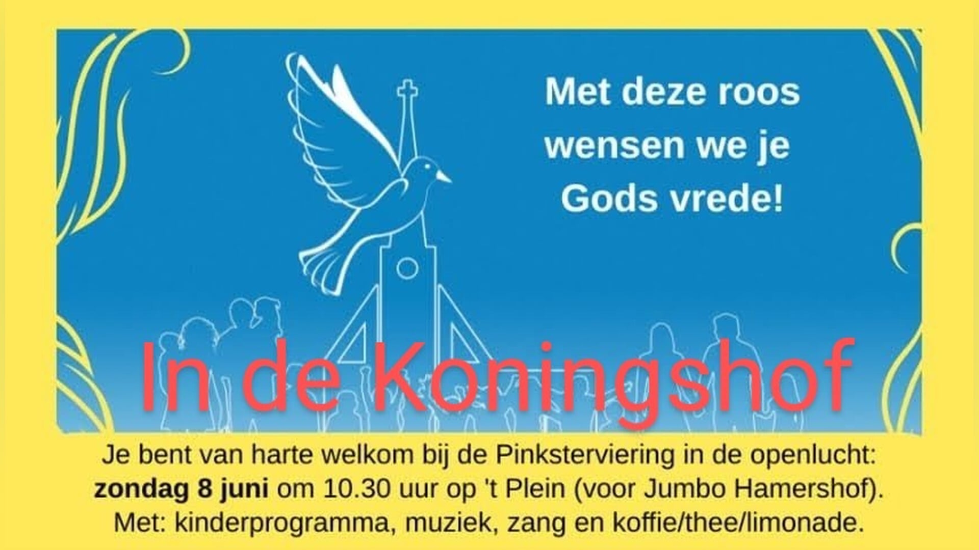 Pinksterpleinviering, in de Koningshof, vanwege slecht weer.