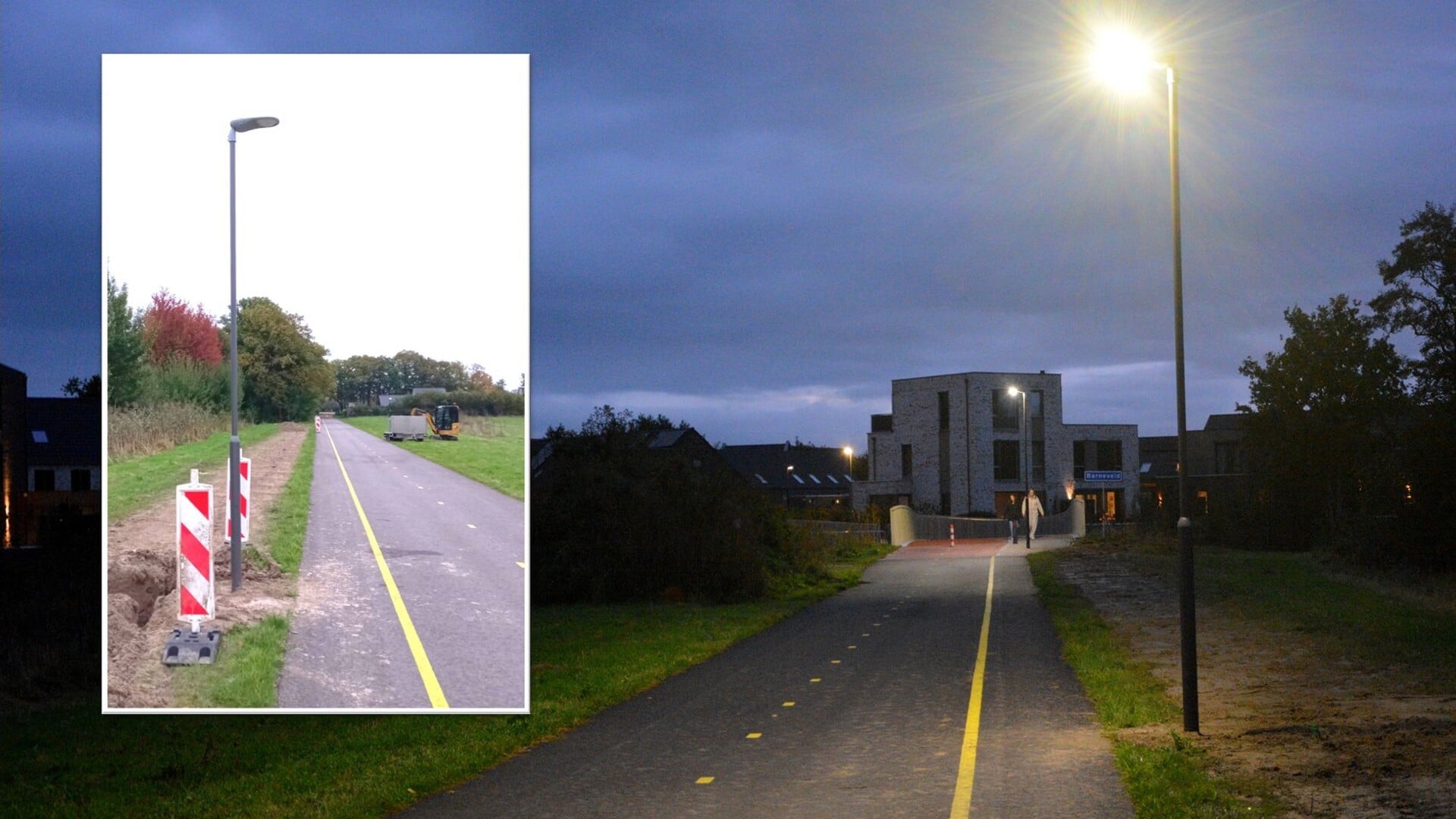 Gemeente plaatst verlichting op Koeriersterspad: ‘Voortaan veilig ‘s avonds naar Bloemendal fietsen’