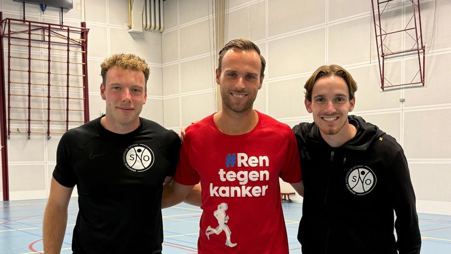 Christian van de Beek, Leroy Glavimans en Bas Spans lopen marathon in Rotterdam voor KWF