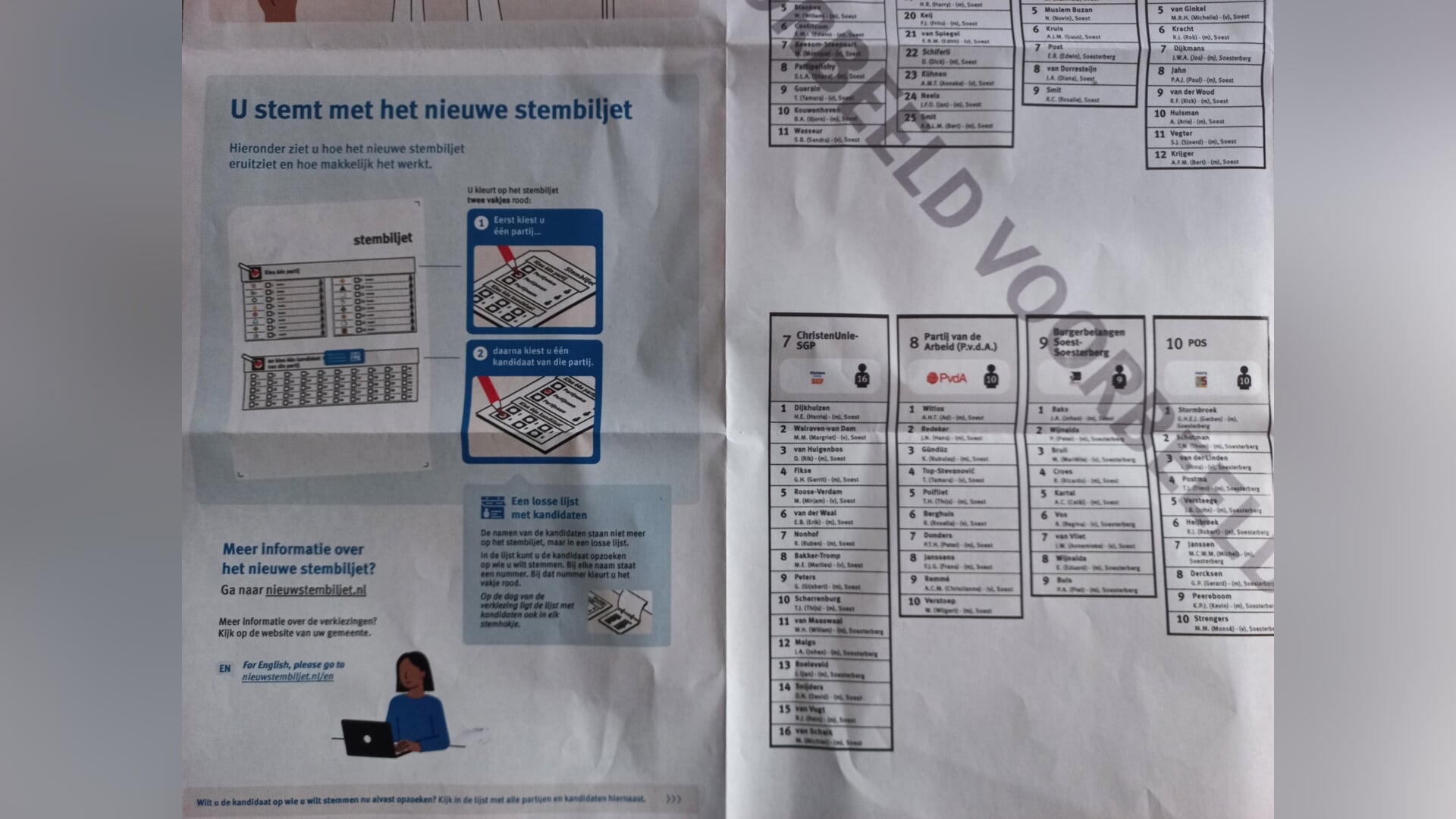 Nieuw stembiljet bij lokale verkiezingen in Soest