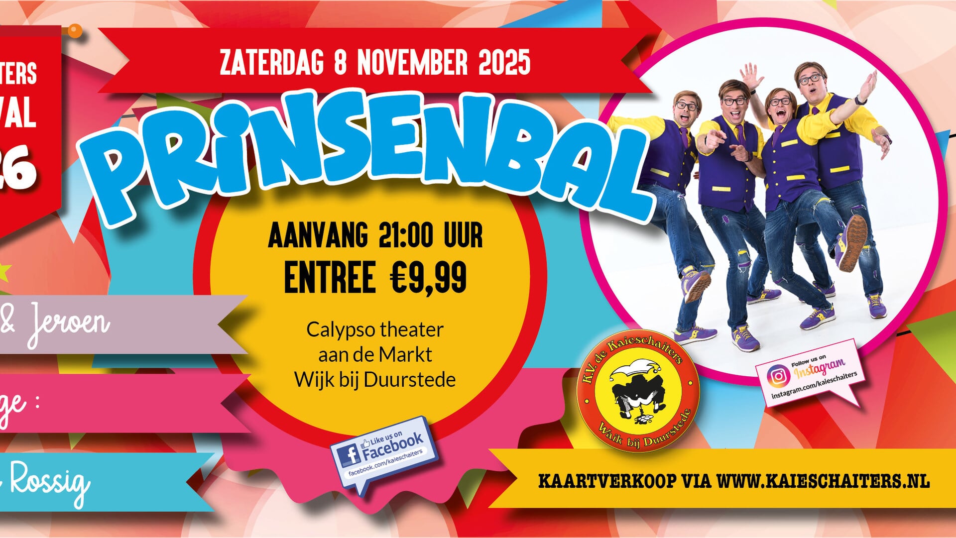 Kaieschaiters Prinsenbal op 8 november