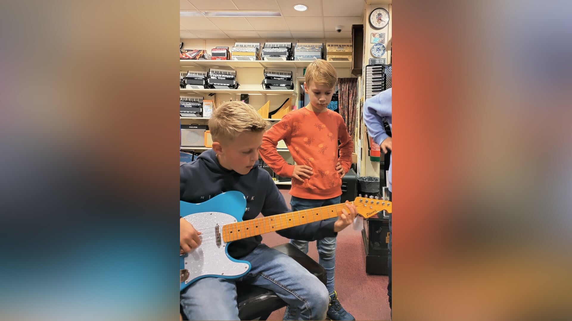 Muziekles in de muziekwinkel