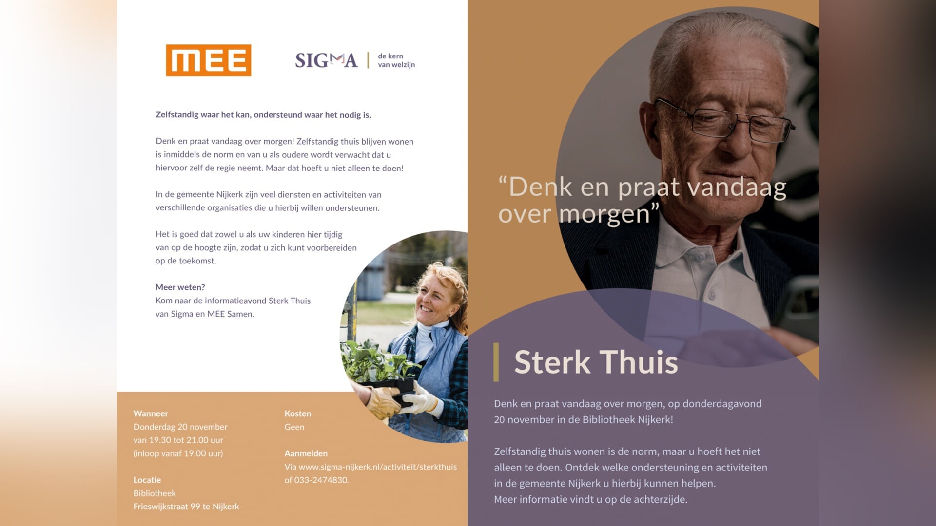 Informatieavond Sterk Thuis: Zelfstandig waar het kan, ondersteund waar het nodig is