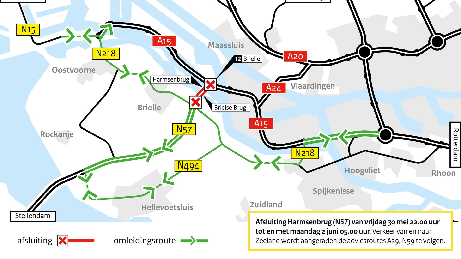 Harmsenbrug (N57) dicht met hemelvaartweekend