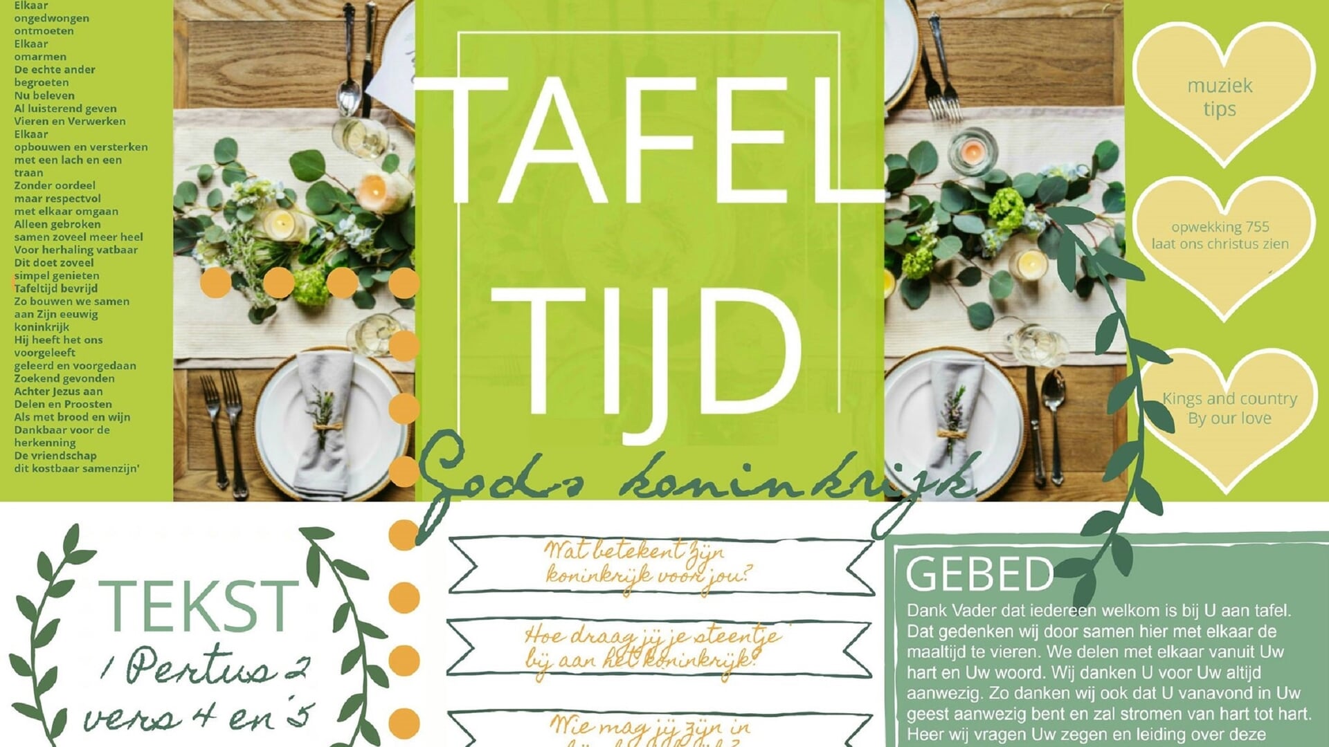 TafelTijd in De Open Hof met als thema: God’s Koninkrijk