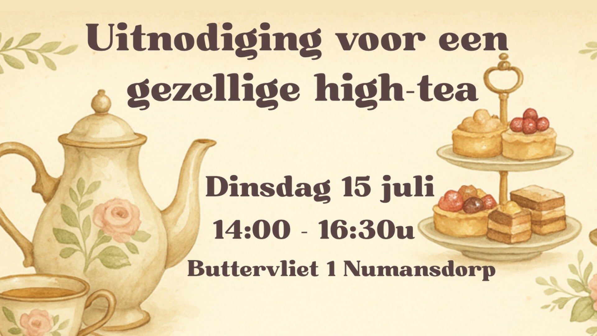 Numans-Dorps-Huis organiseert High Tea voor ouderen
