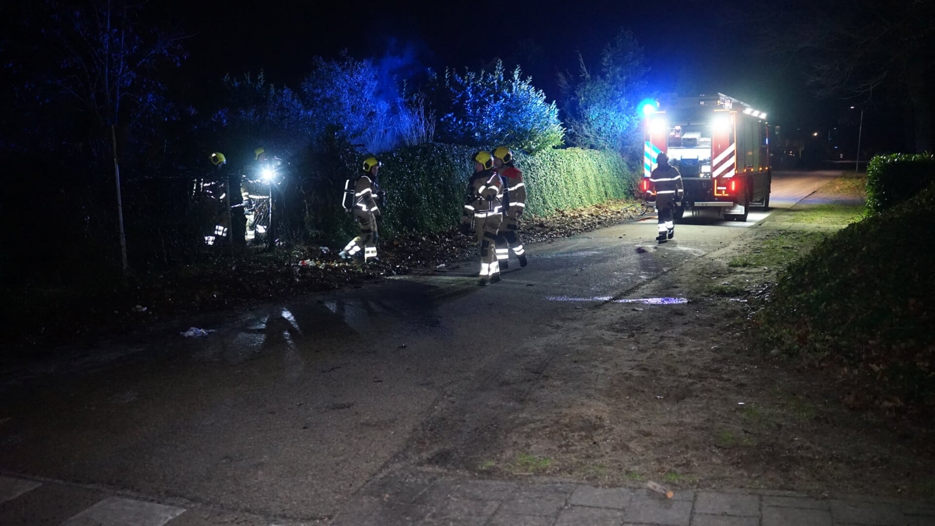 Heg in vlammen door vuurwerk