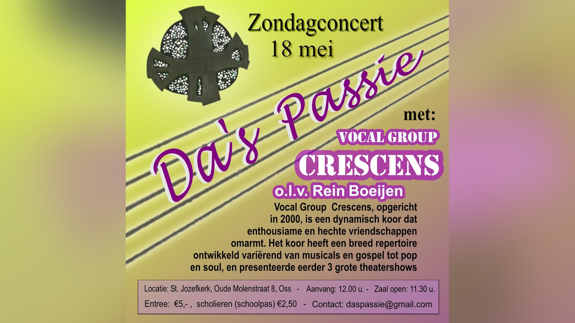 Vocalgroup Crescens treedt op met Da’s Passie-concert