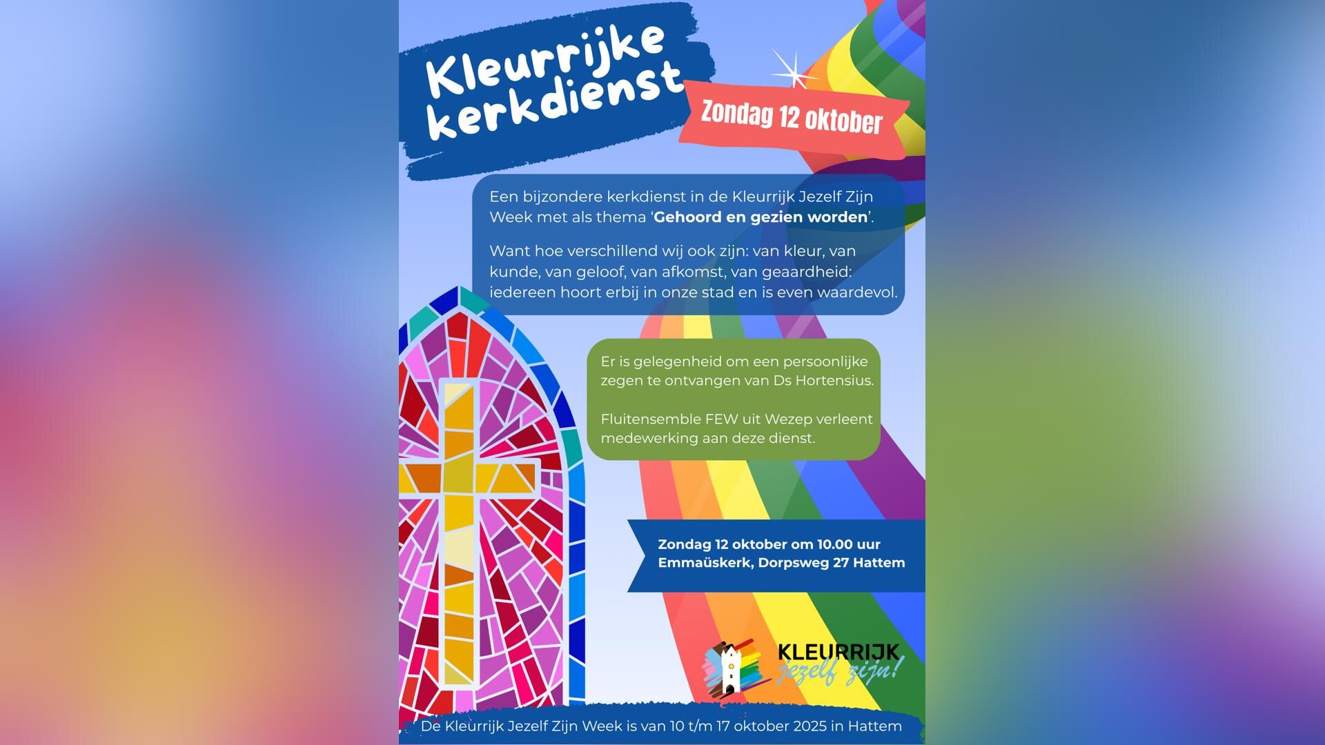 Kleurrijke kerkdienst in Emmaüskerk