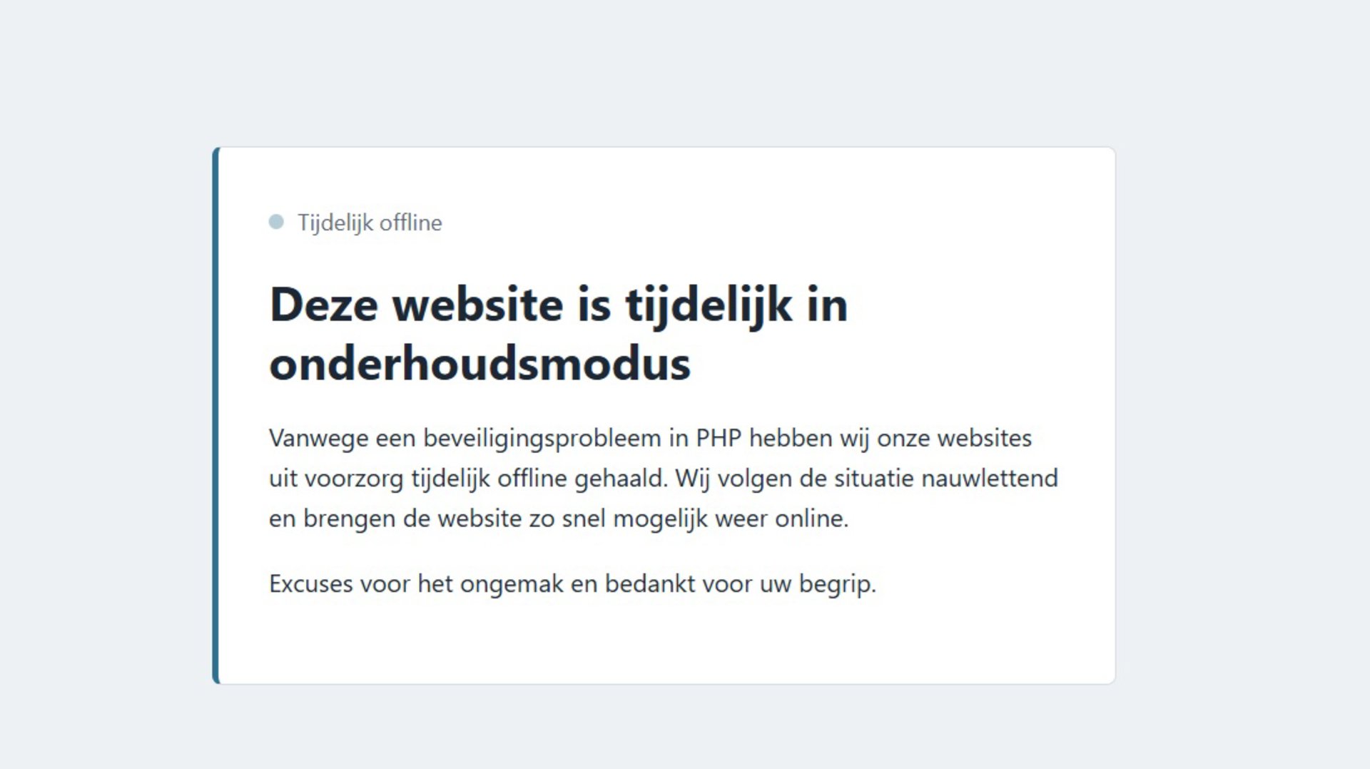 Website gemeente Land van Cuijk uit de lucht wegens softwarelek