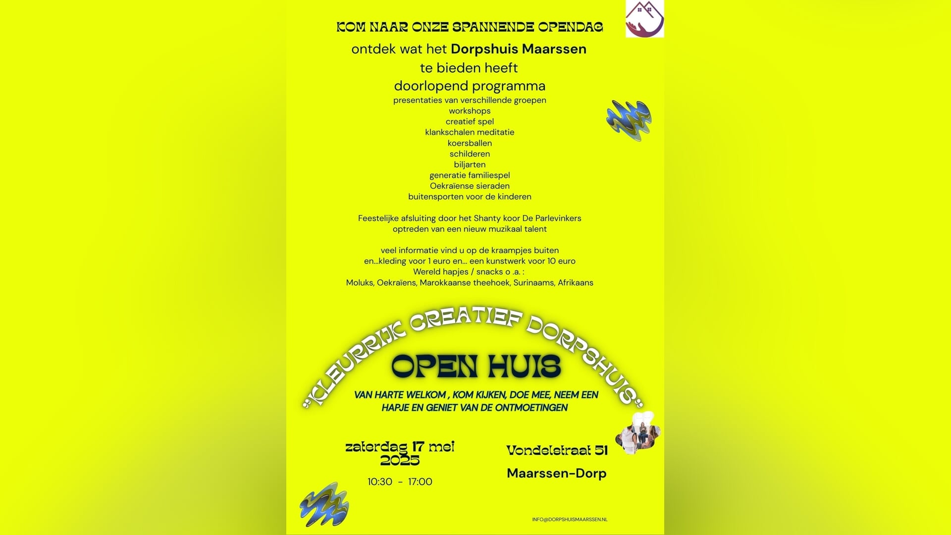 Kleurrijk en Creatief. Open huis in het Dorpshuis Maarssen 17 mei van 10:30 - 17:00