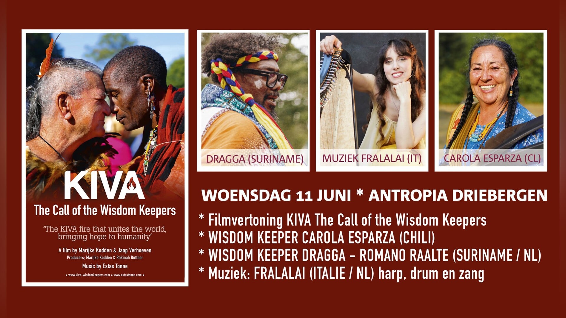 KIVA, een boodschap van verbinding, gelijkheid en vrede, 11 juni in Antropia