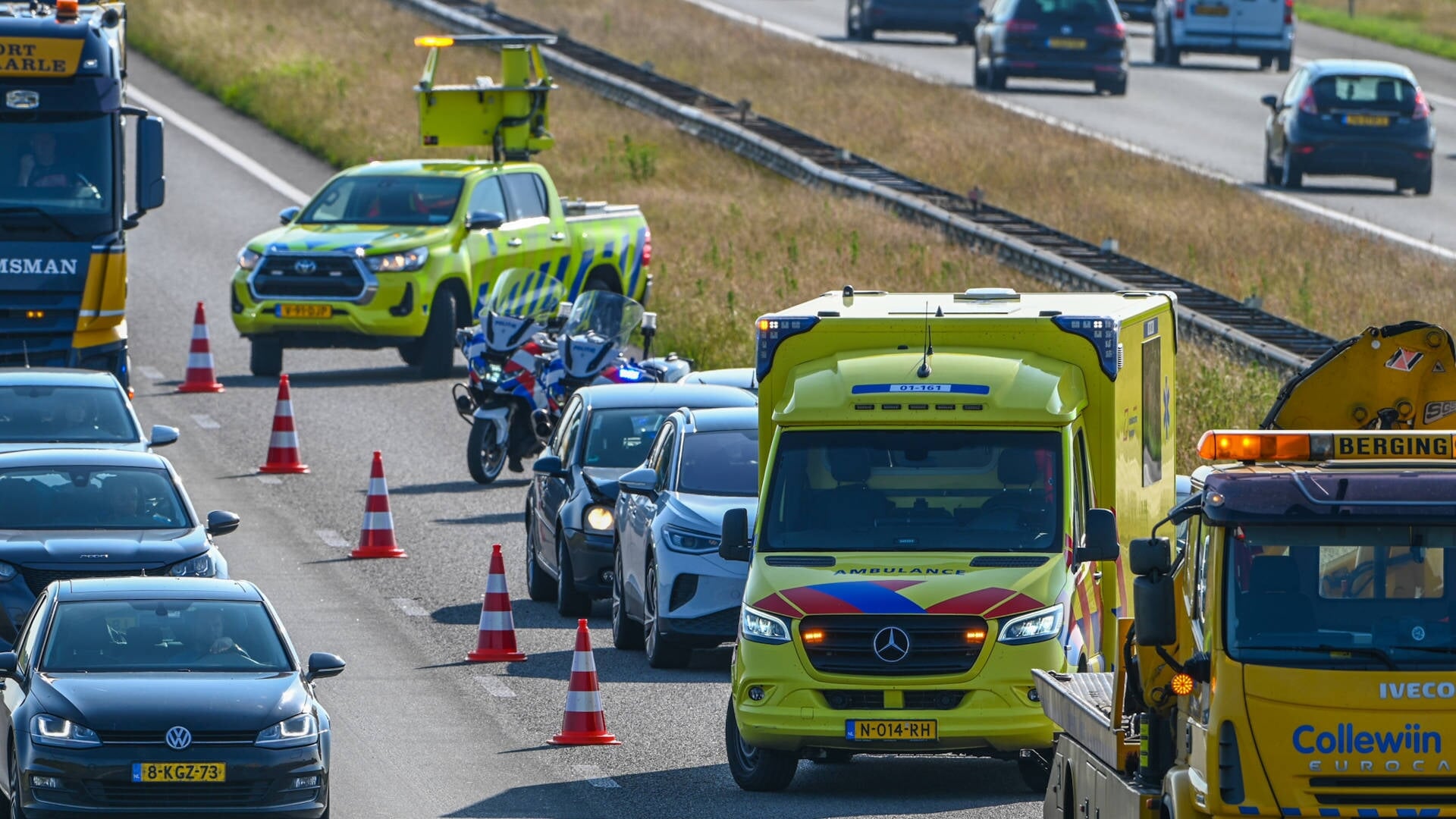 Fors ongeval op A7 bij Marum veroorzaakt lange file richting Drachten