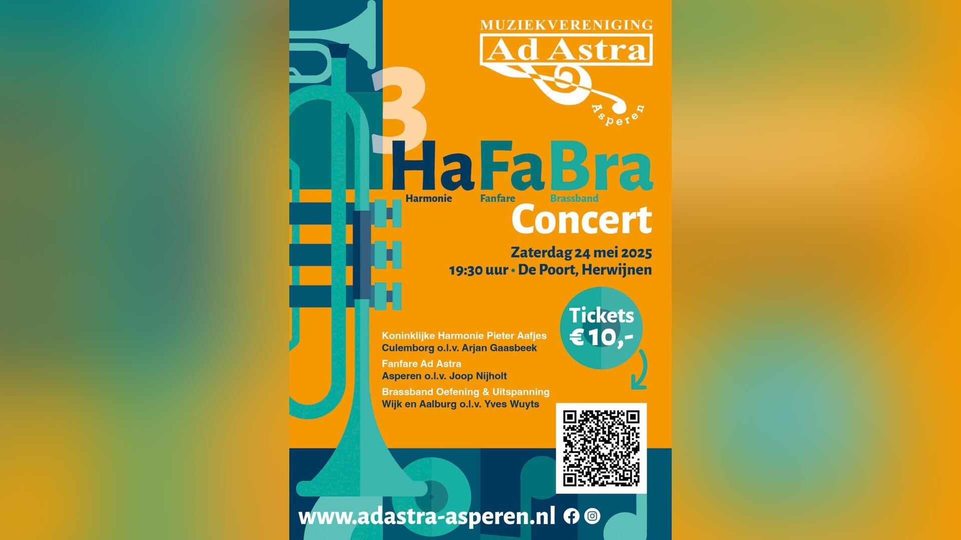 Brassband Oefening en Uitspanning uit Wijk en Aalburg geeft HaFaBra Concert in Herwijnen
