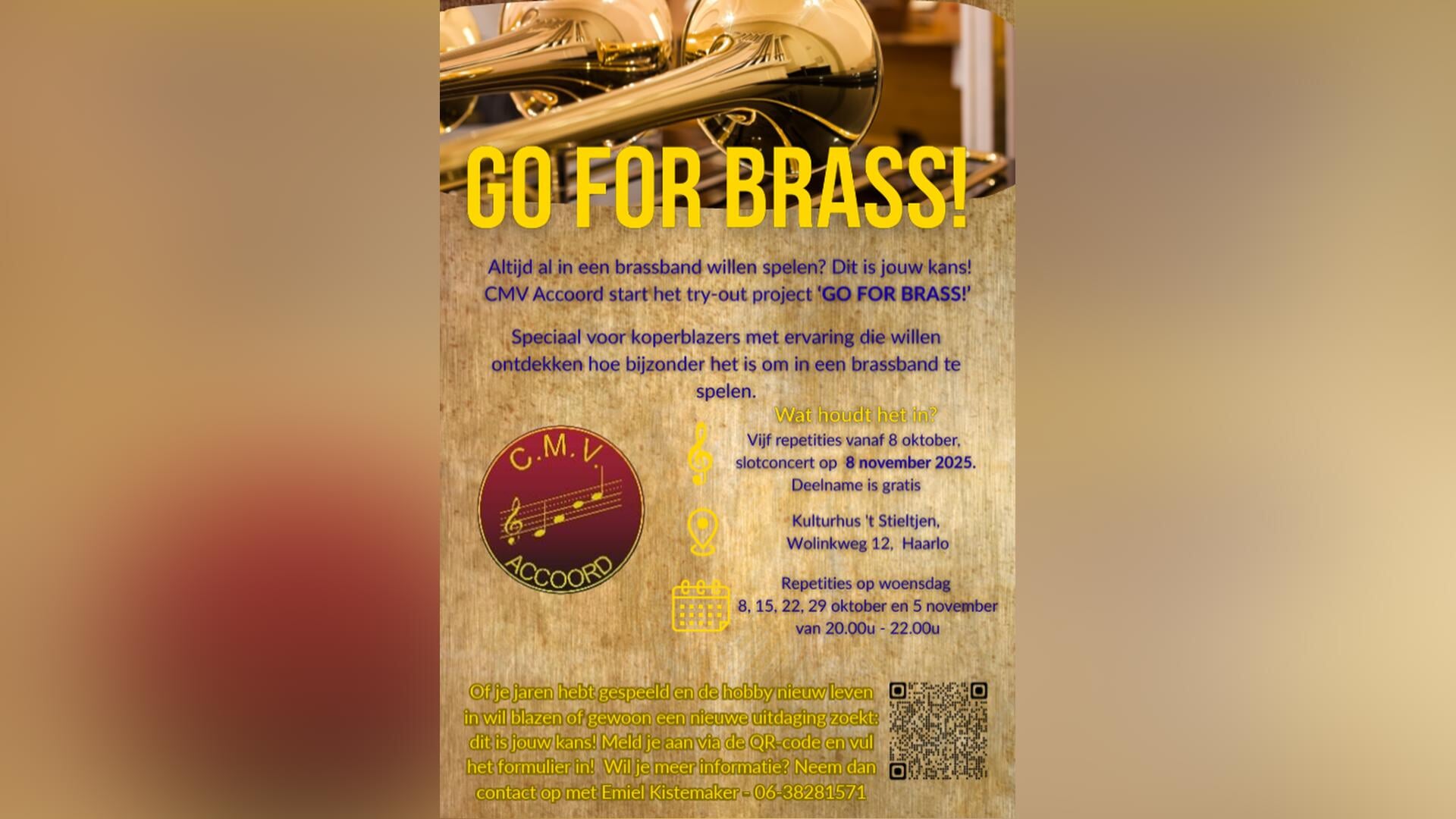 Go for Brass: CMV Accoord nodigt muzikanten uit voor uniek try-outproject