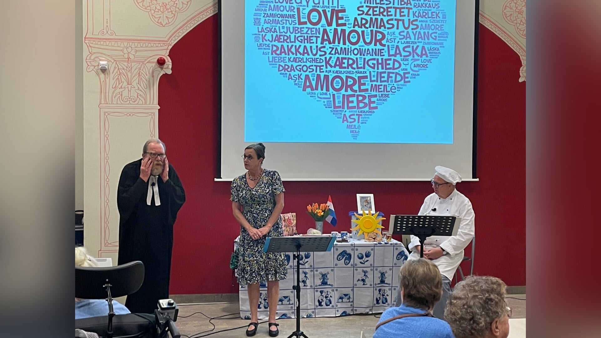 Juf, Bakker en Dominee laten de Zonnebloem zingen