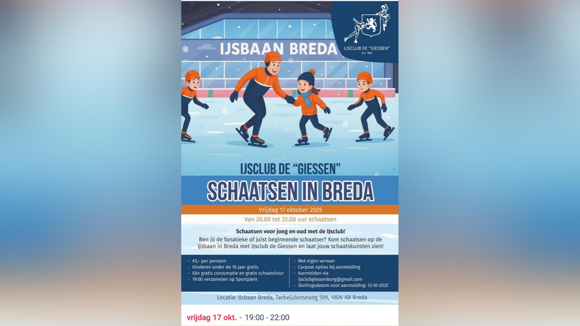 IJsclub de Giessen opent schaatsseizoen met avond in Breda