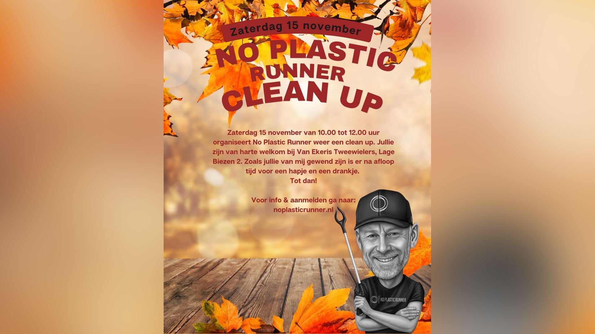 Clean up op 15 november van No Plastic Runner in IJsselstein