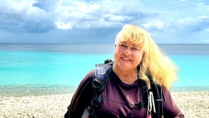 De duikfoto van Barbara Blom op het winnende bankbiljet