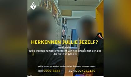De politie Veluwe West heeft een boodschap aan jongens die pinpas gebruikte die niet van hen is