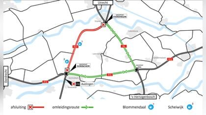 A27 deels afgesloten komend weekend en tijdens het Hemelvaartsweekend