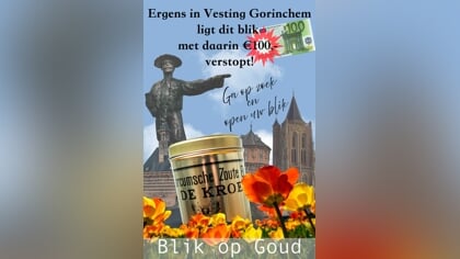 Jacht op de ‘Schat van Gorcum’: wie vindt het gouden Gorcumse Zoute Bollen-blik met 100 euro?