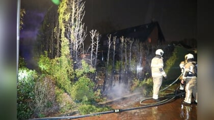 Vlammen van zes meter hoog: brand verwoest heg in Renswoude