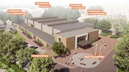 Uitbreiding sporthal de Wielewaal in Hardinxveld-Giessendam zo’n vijf miljoen duurder