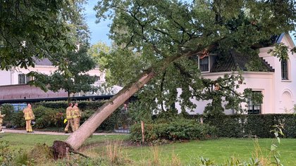 Boom valt op dak van kasteel Staverden