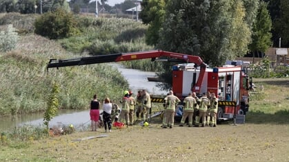 Paard belandt in sloot in Oud-Vossemeer, brandweer schiet te hulp